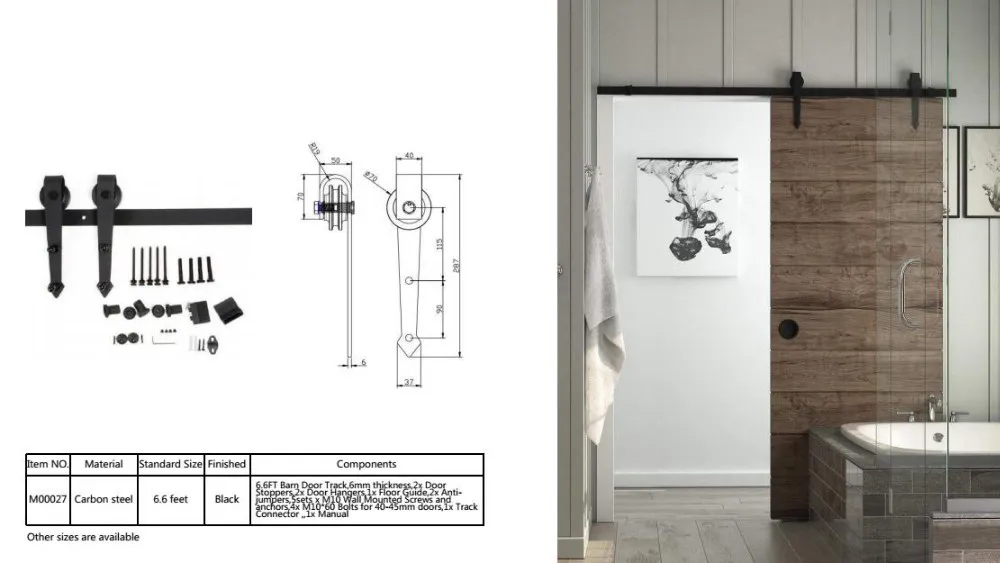 corrediza de madera Kit de herrajes para puerta de 