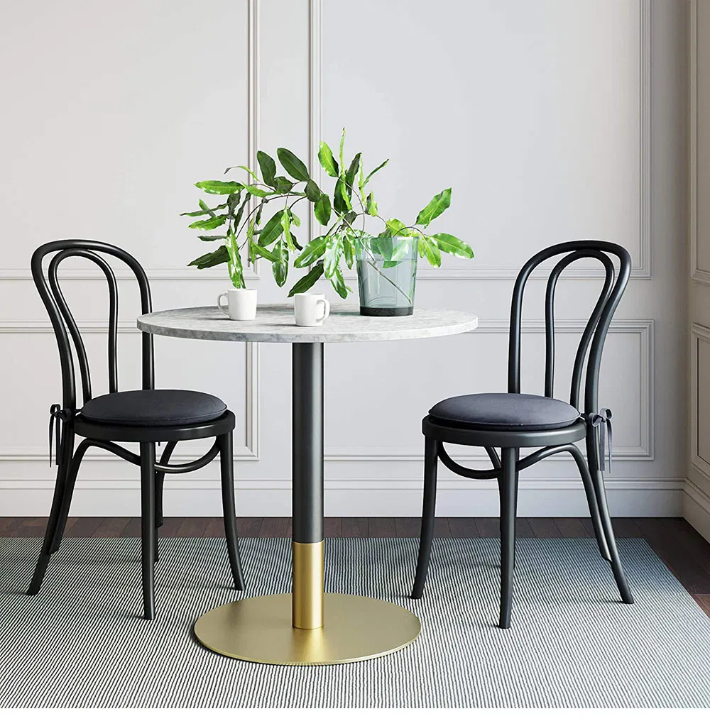 redondo de acero inoxidable Tulip Metal Base de mesa de comedor Muebles de caf&eacute; redondo de acero 