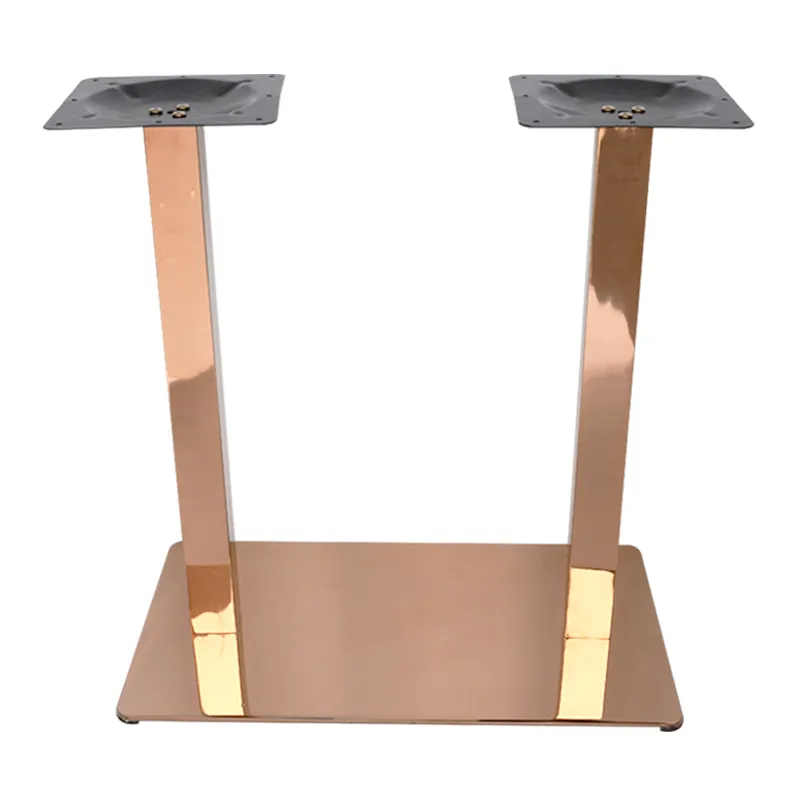 construido en oro rosa, base de mesa con base rectangular Patas para muebles de metal construido en oro rosa, base de mesa 