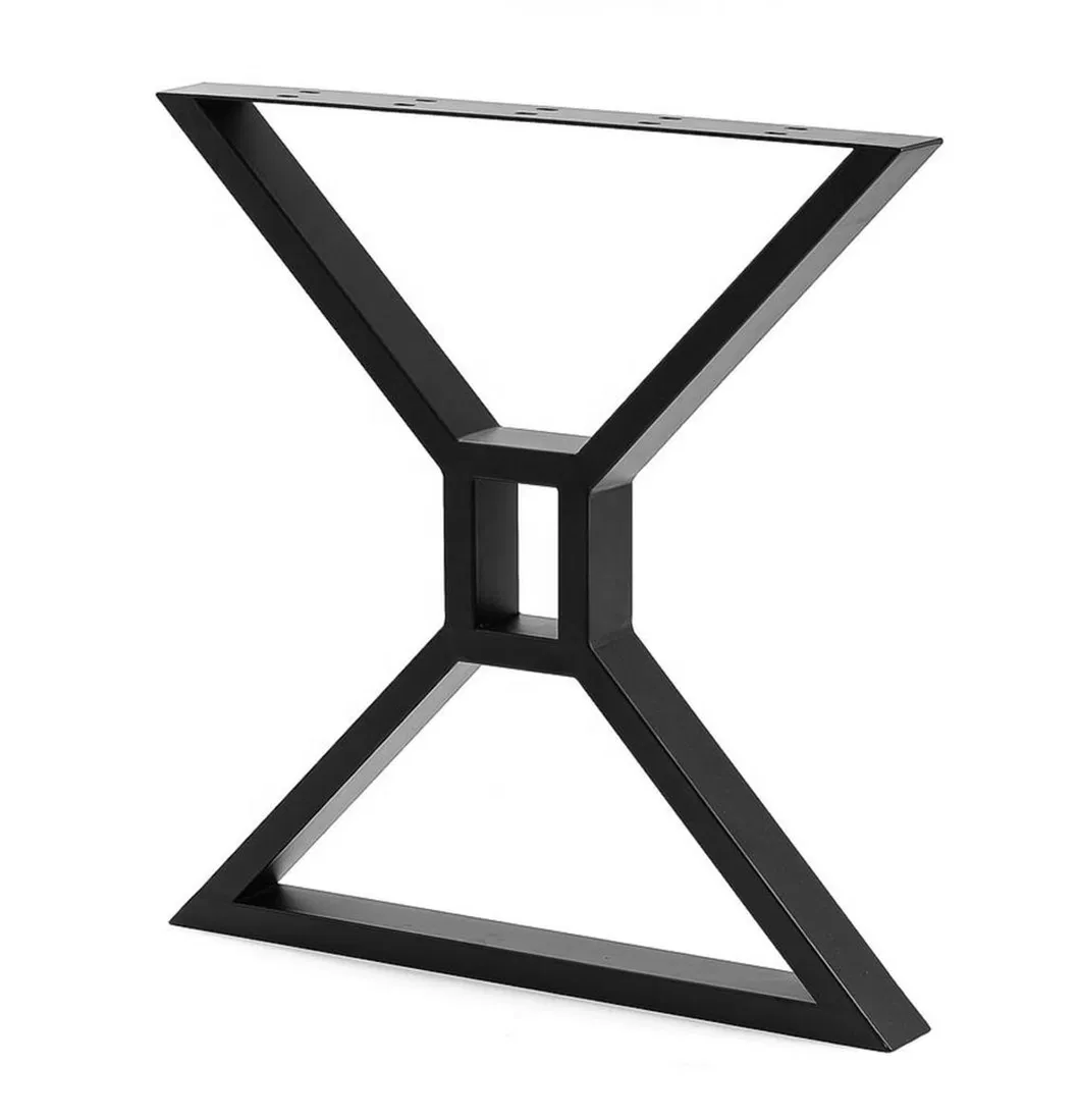 MID Century Modern X-Frame Металлический сплошной каркас Черные прочные ножки стола 