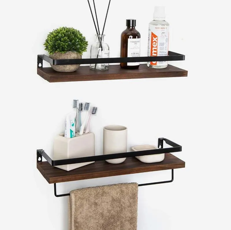 2 con rieles Almacenamiento decorativo Elegante soportes de metal negro mate 