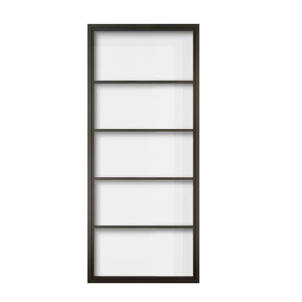 Puerta abatible de vidrio con marco de acero negro y bisagras para uso interior