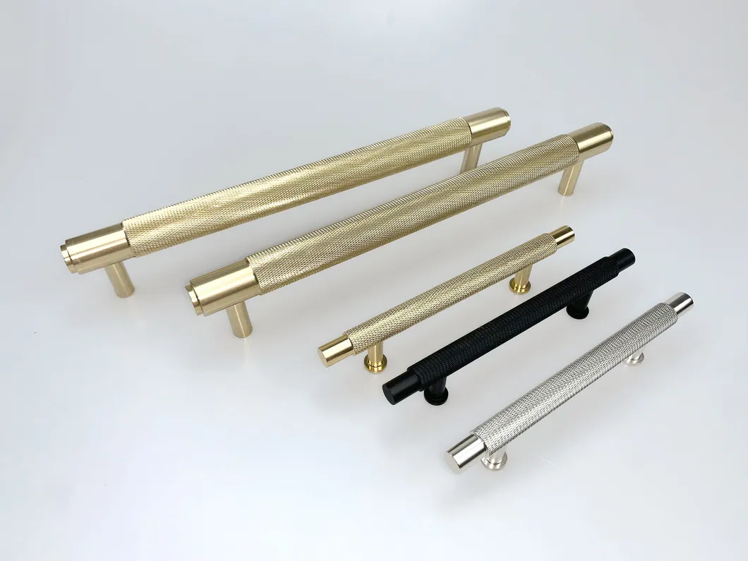 Tirador de caj&oacute;n s&oacute;lido de aluminio con patr&oacute;n de diamante Tirador de gabinete de cocina moleteado 