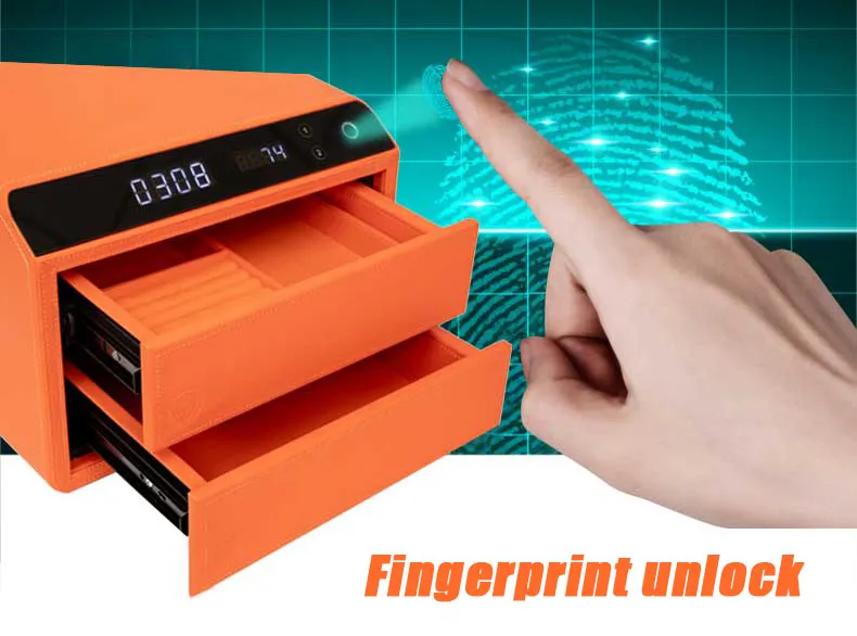 joyer&iacute;a biom&eacute;trica digital Caja fuerte de cuero inteligente con 