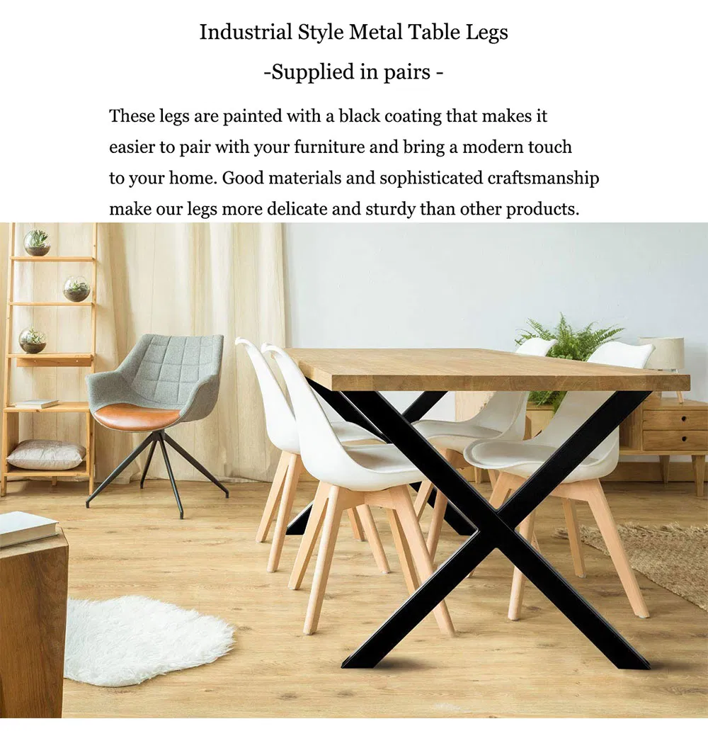 Muebles de servicio pesado, patas de escritorio de comedor para restaurante, patas de mesa con forma de metal X 