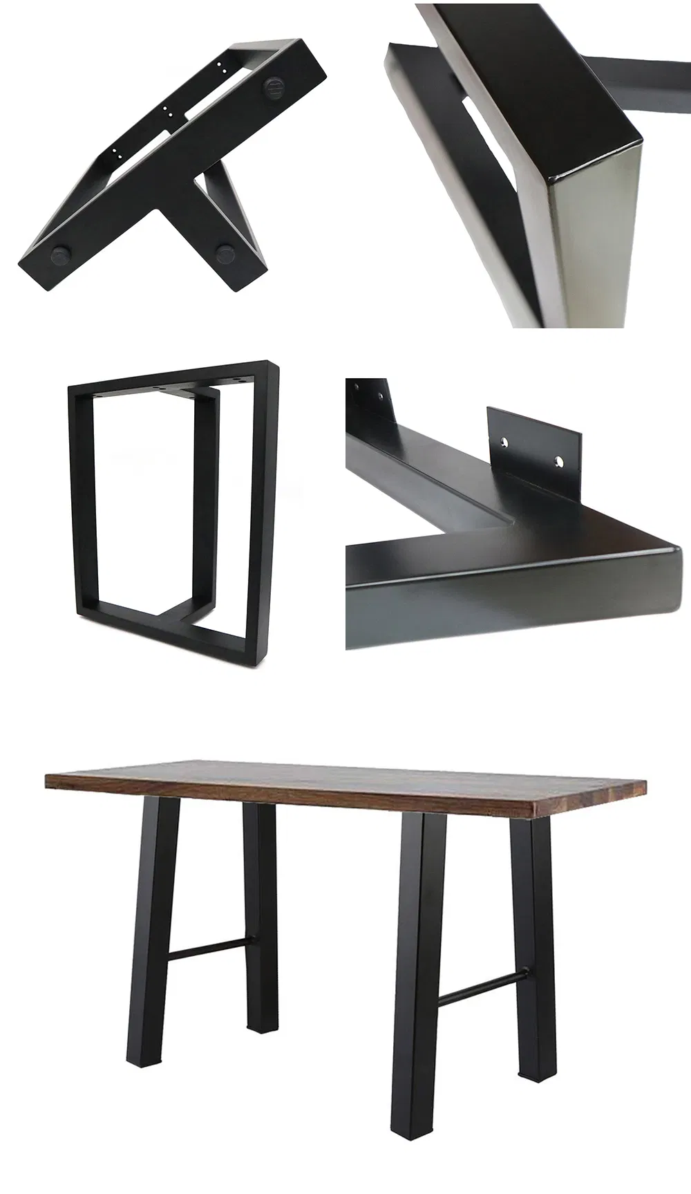Patas de mesa de acero en forma de L de venta caliente Patas de mesa de comedor de caf&eacute; negro patas 