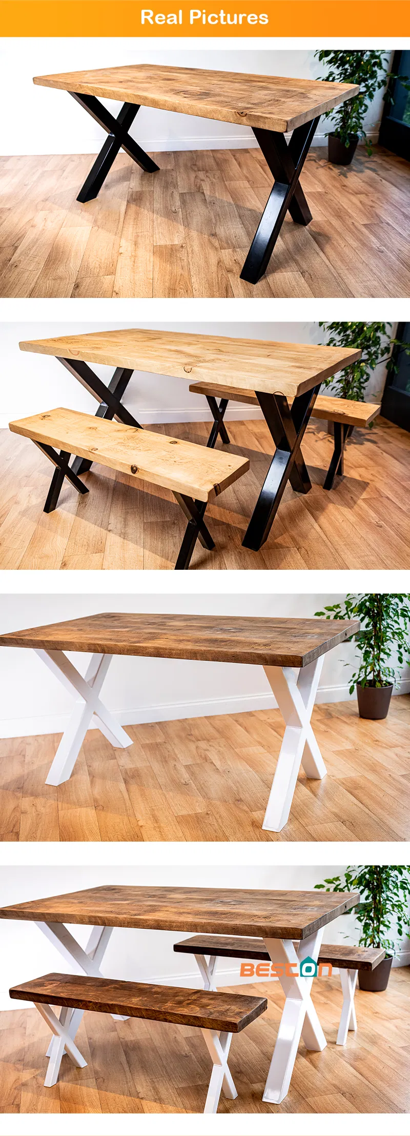 de mesa r&uacute;sticas de mediados de siglo, patas de mesa de cocina de metal X Patas de mesa 