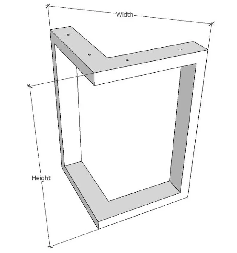 de mesa de centro de acero en forma de L Patas de banco con 