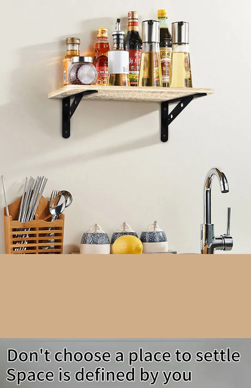 Soporte en L para montaje en pared Soporte de esquina triangular de 90 grados con refuerzo negro Soporte en L para montaje en pared 
