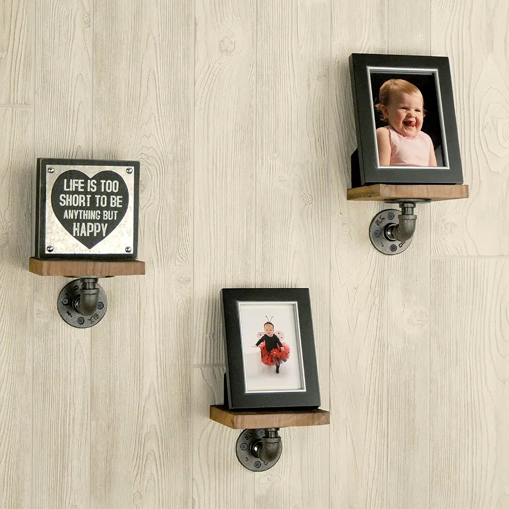 retro Soportes para estantes decorativos de madera Gancho para colgar en la pared retro 