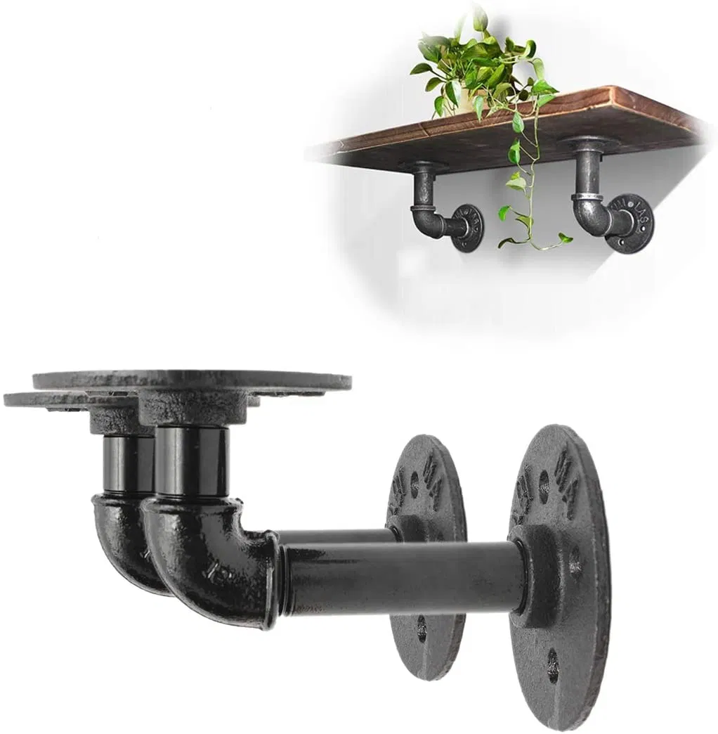 Soporte de tuber&iacute;a de hierro, estante flotante montado en la pared, decoraci&oacute;n de hardware de pared 