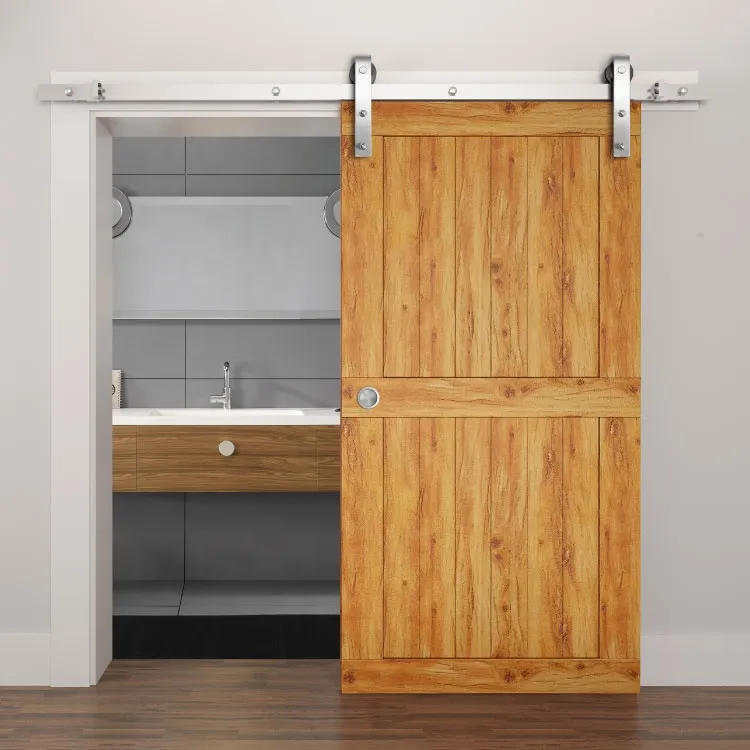 satinado, sistema deslizante de n&iacute;quel cepillado, derivaci&oacute;n doble de lat&oacute;n antiguo, kit de herrajes para puerta de granero doble, para montaje en puerta de madera interior, riel lateral para bricolaje, accesorios de n&iacute;quel satinado, 