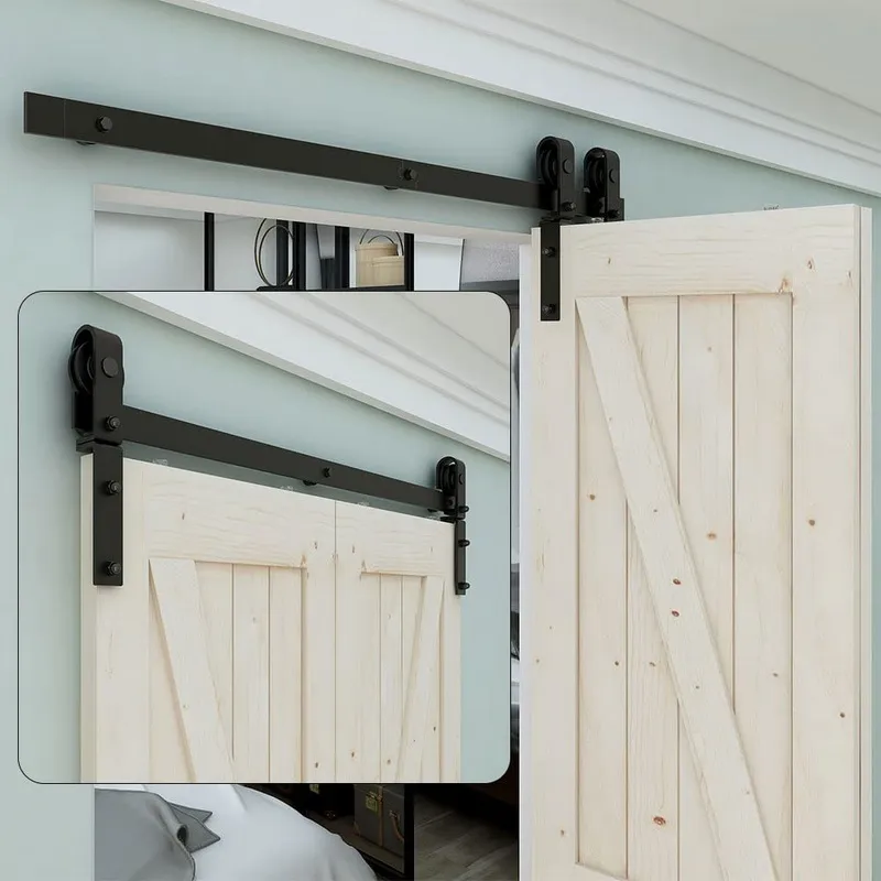 de doble pliegue simple Kit de herrajes para puerta de granero corrediza 