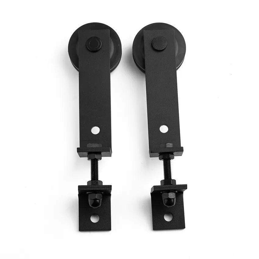 Serie 6000 de 6 pies. Kit de herrajes para puerta de granero con rodillos estilo diamante negro 