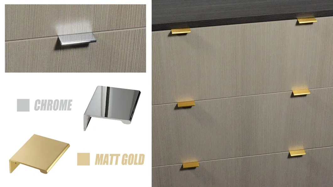 aleaci&oacute;n de aluminio cromado Herrajes para muebles de dormitorio Tirador de borde de caj&oacute;n 