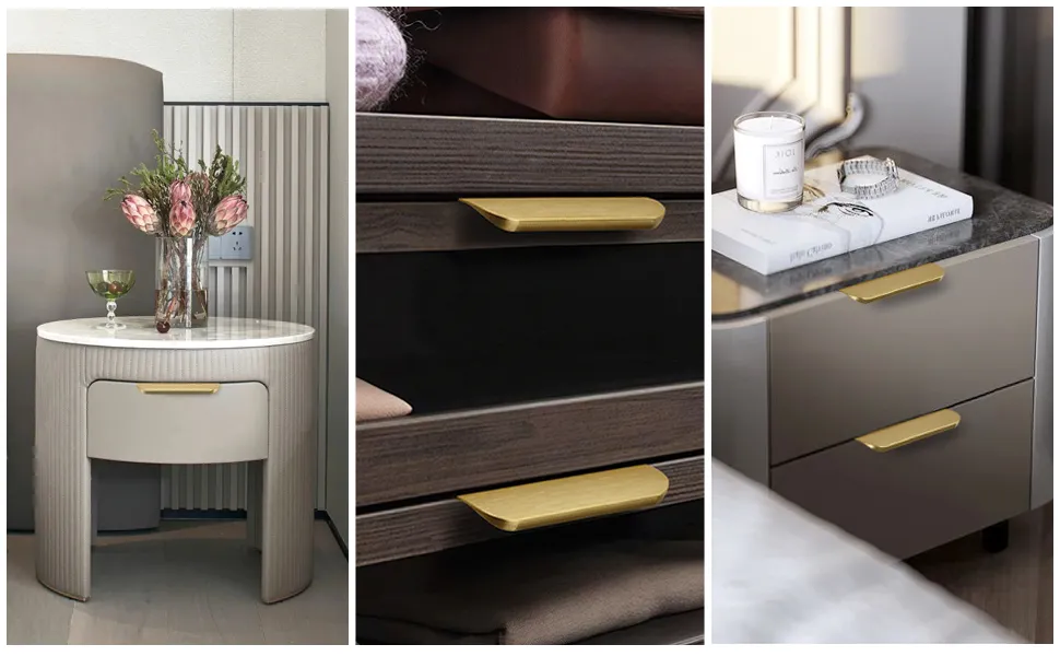 Tiradores de caj&oacute;n de herrajes para muebles de aluminio, tirador oculto con borde de dedo para gabinete de cocina 