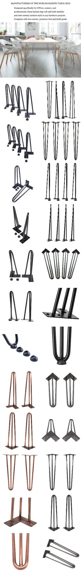 Acero Negro Pintura Horquilla Pierna Muebles Pierna 