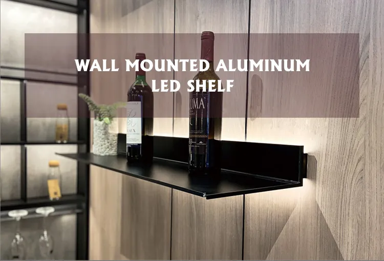 Iluminaci&oacute;n de estante de exhibici&oacute;n de aluminio Estantes de montaje en pared LED con luz lineal LED 