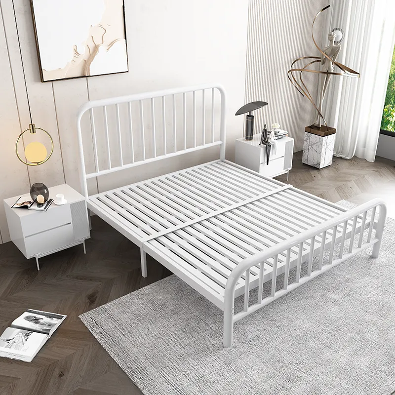 Plataforma King Cabecero y pie de cama vintage Plataforma de lamas de acero premium Estructura de cama 