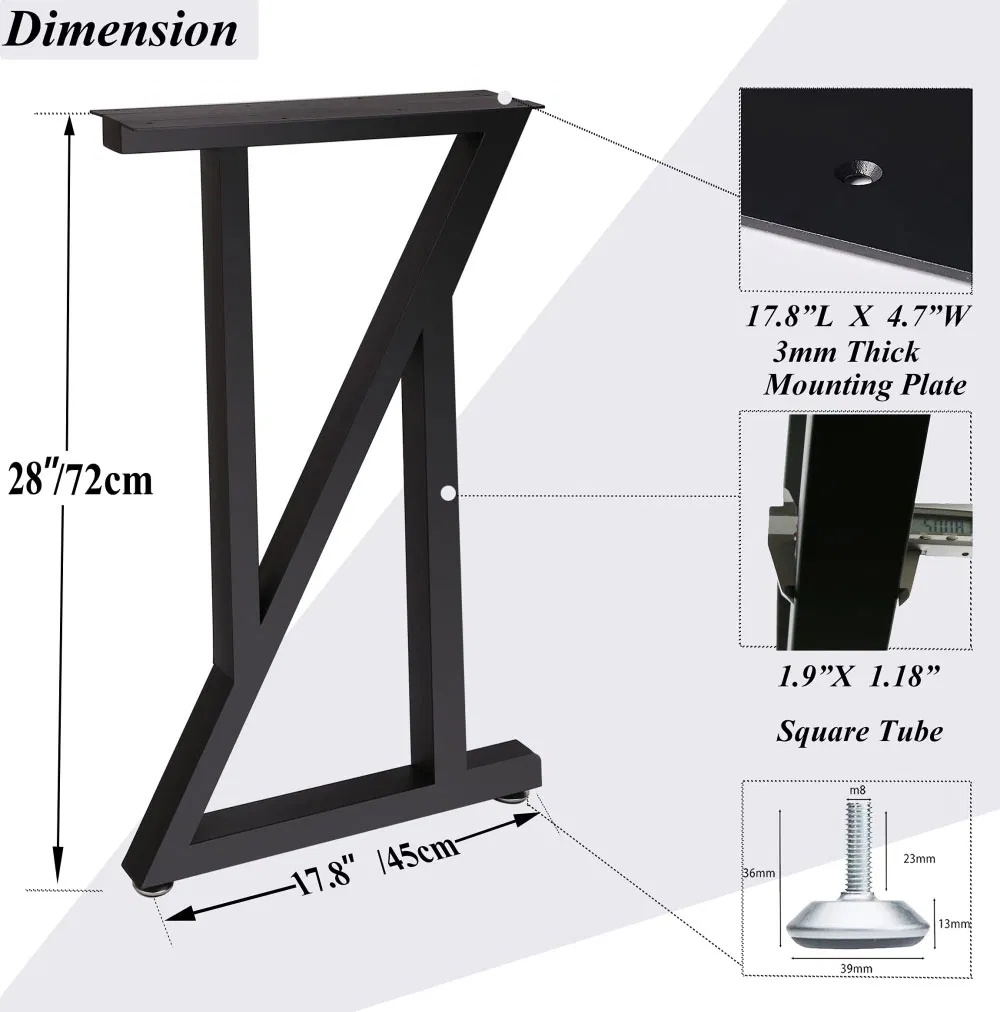 estilo moderno, patas de mesa de sala de estar Soporte de mesa grande de hierro de 