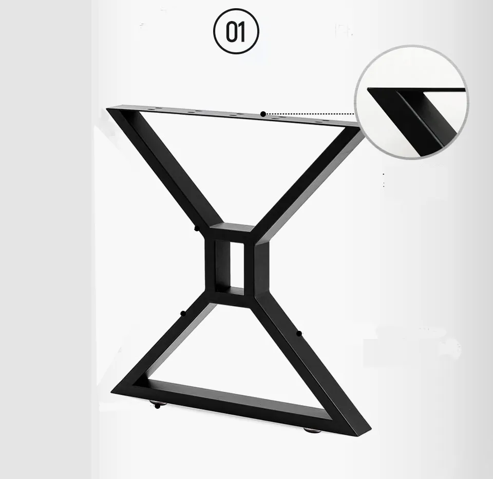 estilo industrial, muebles de metal negro en forma de X, patas de base de mesa de comedor de acero, Patas de base de 