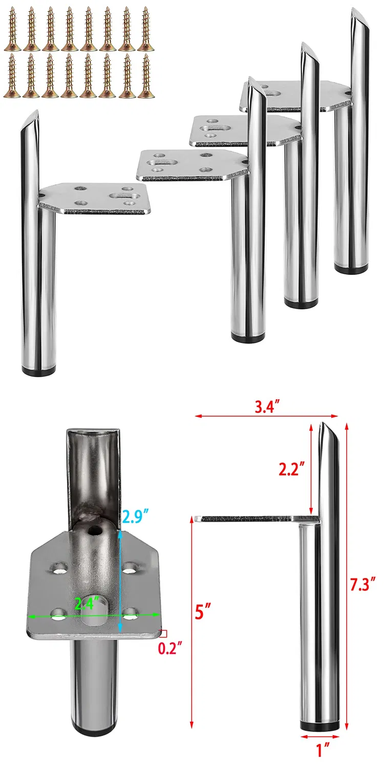 Modern Elegant Chrome Sofa Legs Gold Steel Cabinet Hardware Herrajes para muebles Pata de silla cromada Pata de gabinete