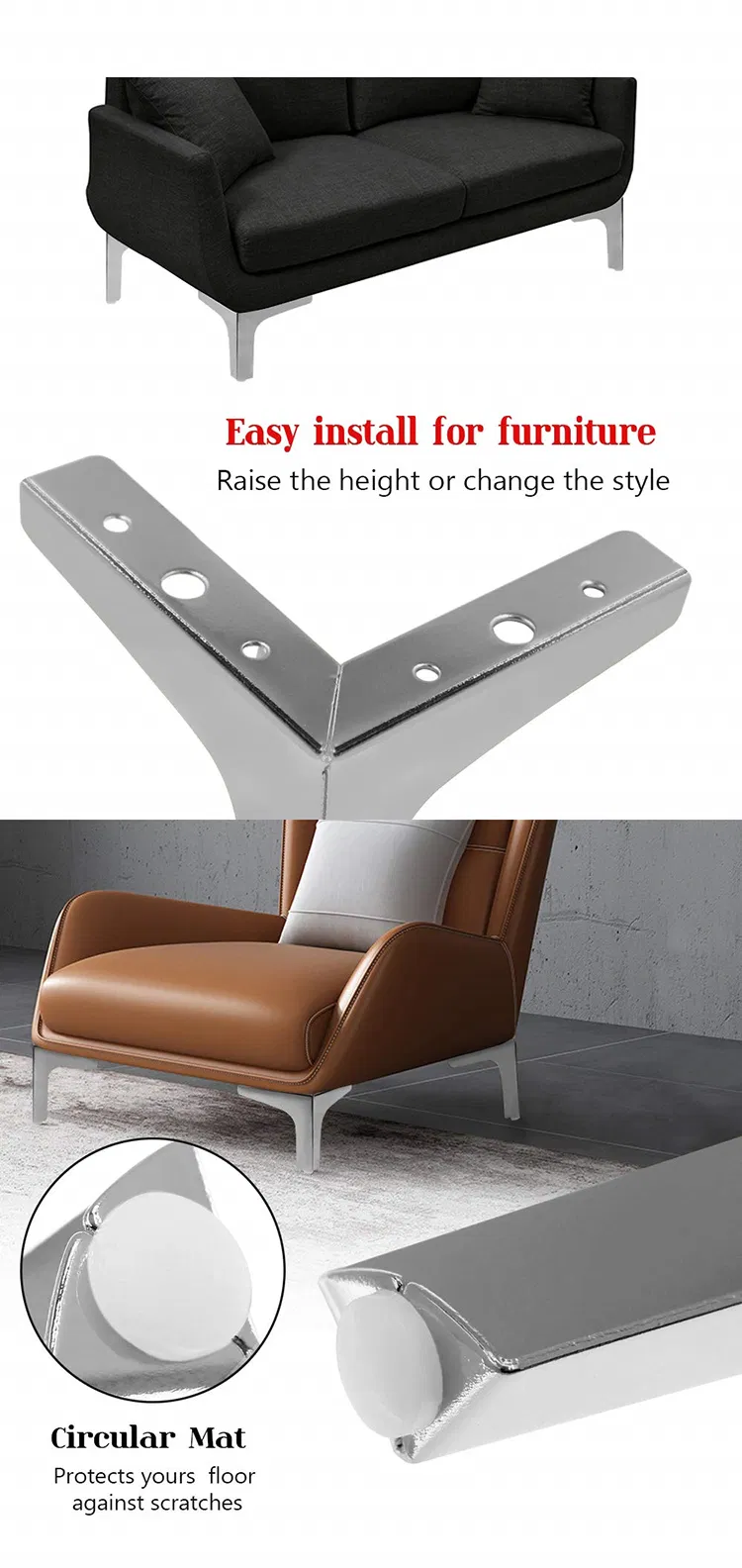 de mesa de sof&aacute; Herrajes para muebles Accesorios para patas de muebles Patas de sof&aacute;