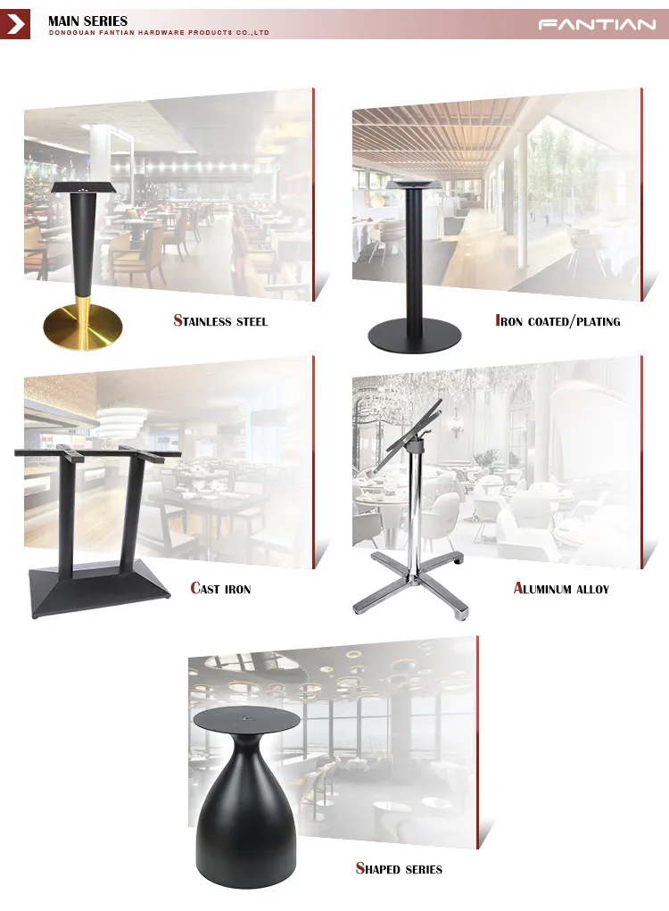 en X Base de mesa de acero inoxidable para mesa de restaurante con placa superior en X 