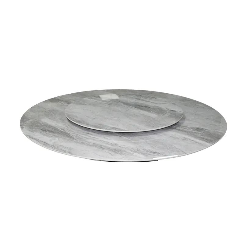 Mesa de comedor giratoria de m&aacute;rmol blanco negro redondo 