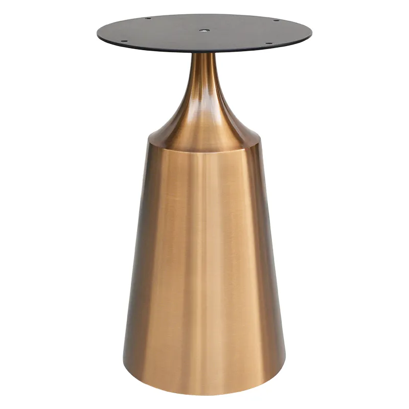 Pata de mesa dorada para muebles de acero inoxidable con cepillo, base de metal para mesa de comedor 