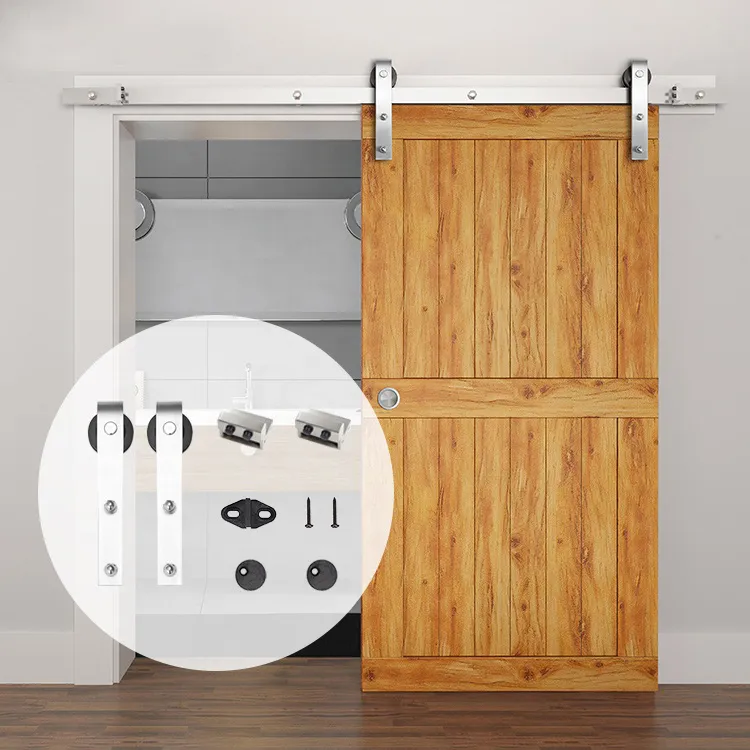kit de puerta de granero doble, herrajes para exterior de madera y marco de metal, puerta de vidrio, 
