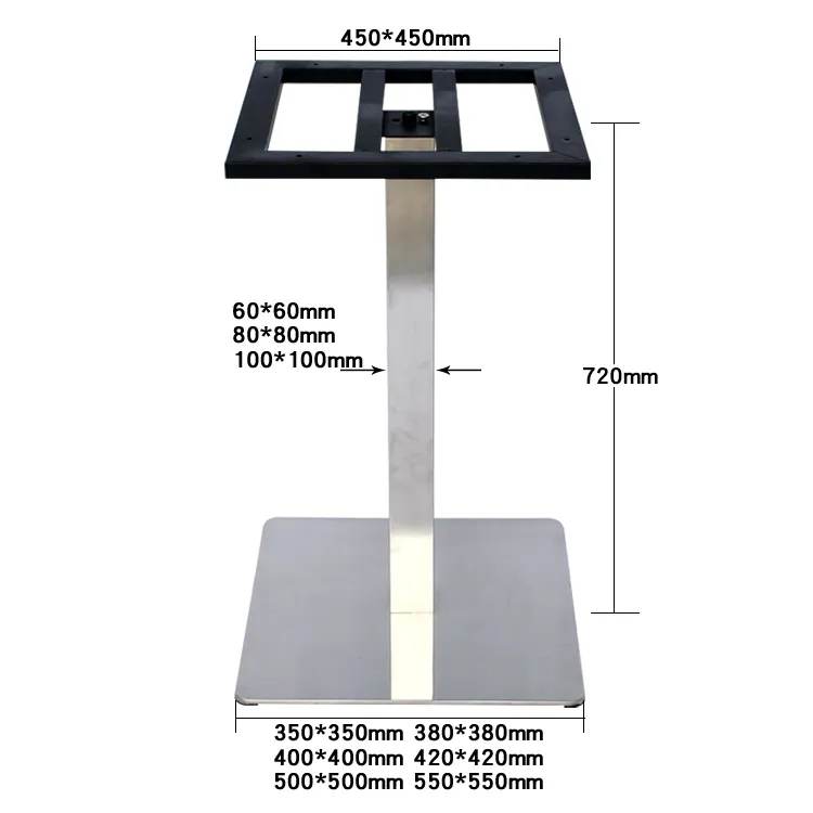 Accesorios para muebles Base para mesa de comedor de acero inoxidable moderna para vidrio 