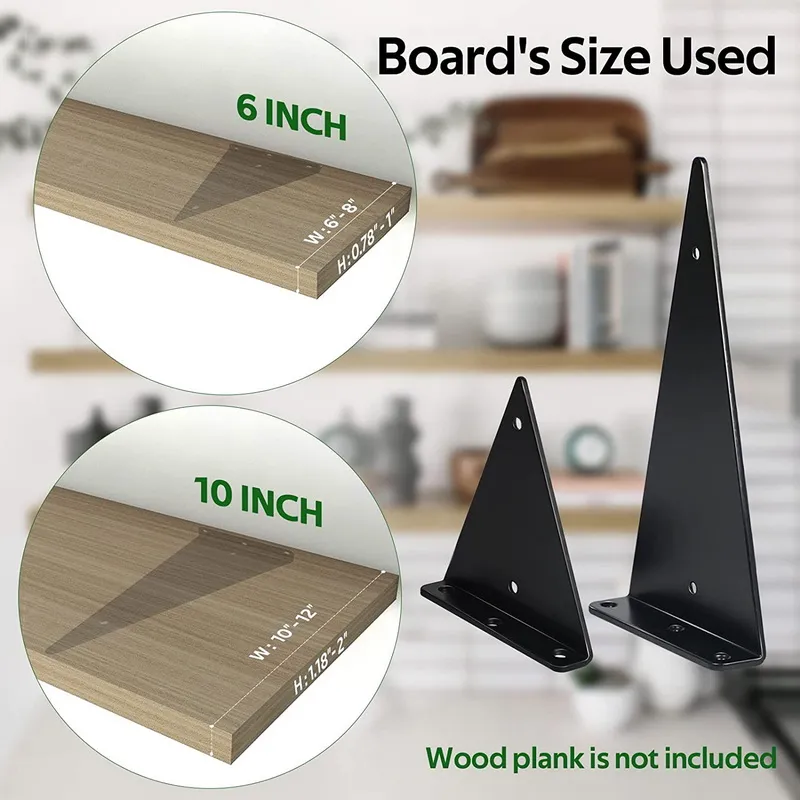 para estantes Soportes triangulares negros para estantes, accesorios para estantes flotantes, soportes decorativos ocultos 