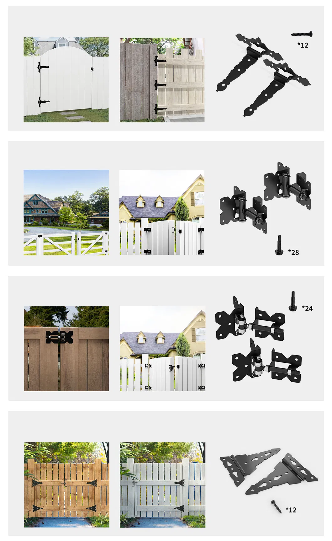 Hardware de cerca Puerta de PVC/madera SS304 Bisagra y pestillo para herrajes para cercas de puertas de patio y jard&iacute;n SS304 