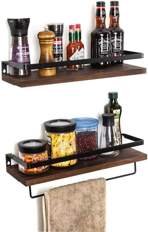 2 con rieles Almacenamiento decorativo Elegante soportes de metal negro mate 