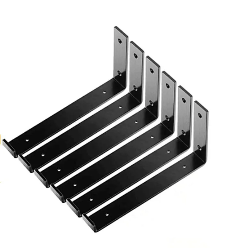Soportes para estantes de acero negro mate Soportes para estantes de metal industrial montado en 