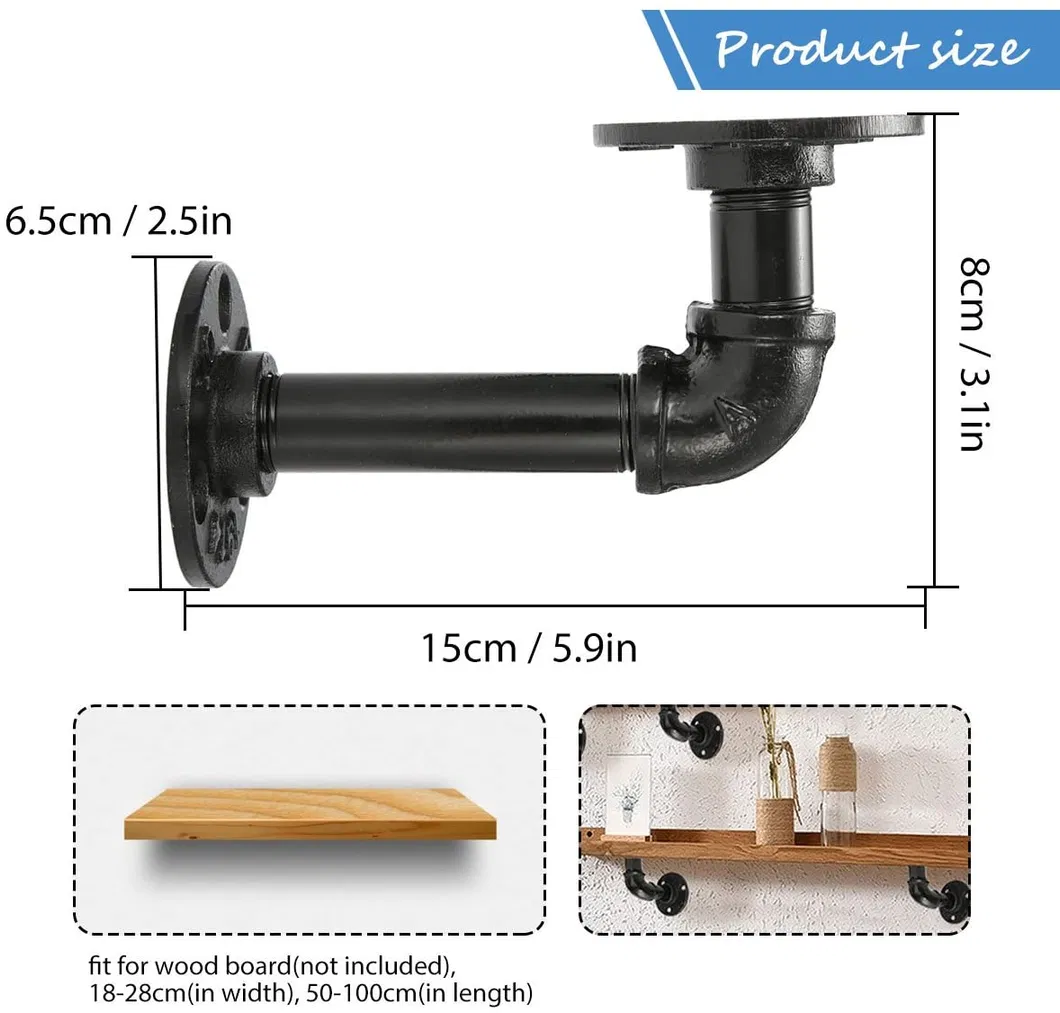 decoraci&oacute;n de hardware de pared colgante Soporte de tuber&iacute;a de hierro, estante flotante montado en la pared, decoraci&oacute;n de hardware de pared colgante 