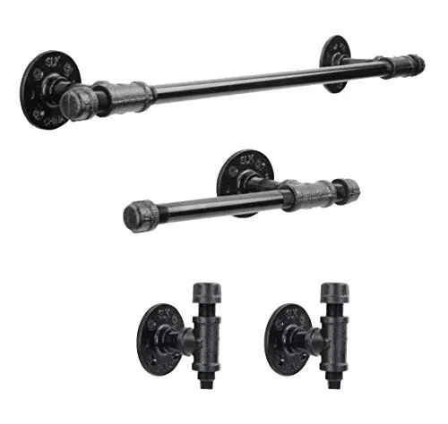 Toallero de montaje en pared de tubo r&uacute;stico, juego de accesorios de ba&ntilde;o, 