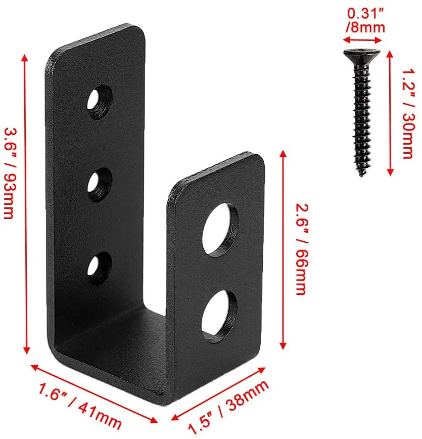 negro con tornillo Soportes de cerradura de puerta de seguridad en U de acero 
