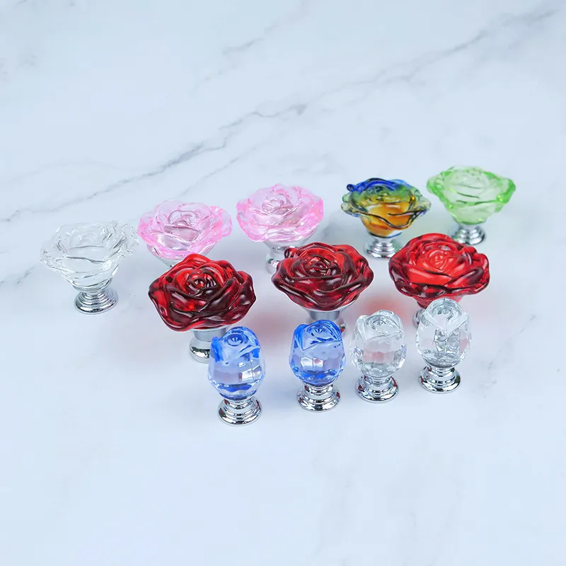 Palanca de la perilla de la cocina de la forma de rosa manijas coloridas del diamante artificial manija 