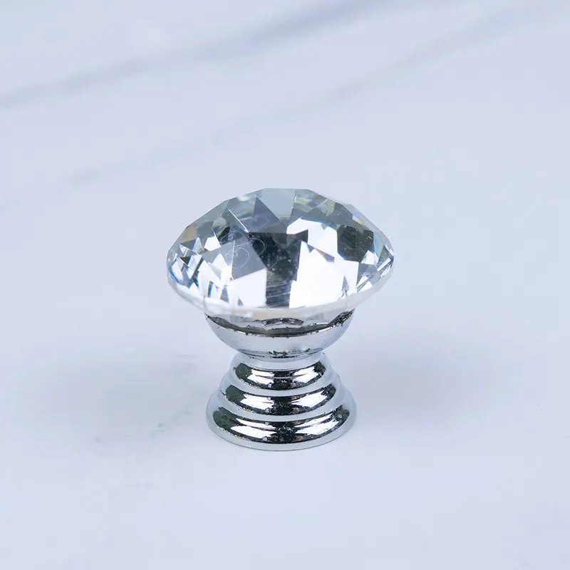 de cristal para gabinete de lujo, tirar de la manija, manija de cristal simple colorida, perilla de seta,