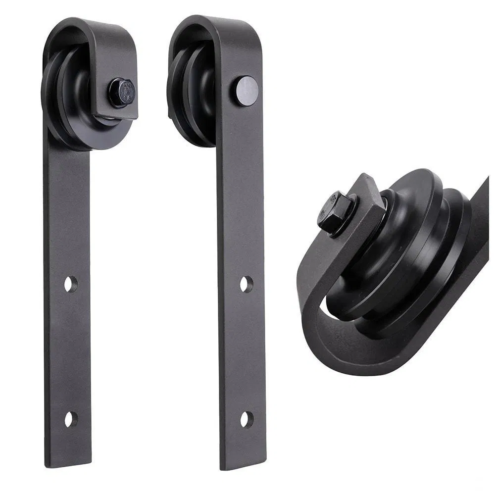 Kit de herrajes para puerta de granero con correa cl&aacute;sica industrial corrediza de madera 