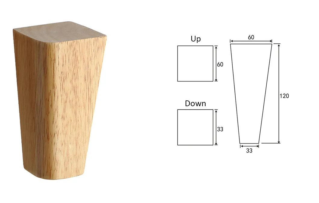 Patas cuadradas, largas y c&oacute;nicas de muebles de madera maciza natural Patas de madera maciza talladas, patas cuadradas largas y 