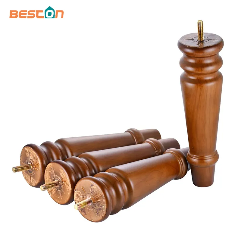 Patas de cama de madera maciza de gran capacidad de carga Patas de sof&aacute; cama gordas de color natural 