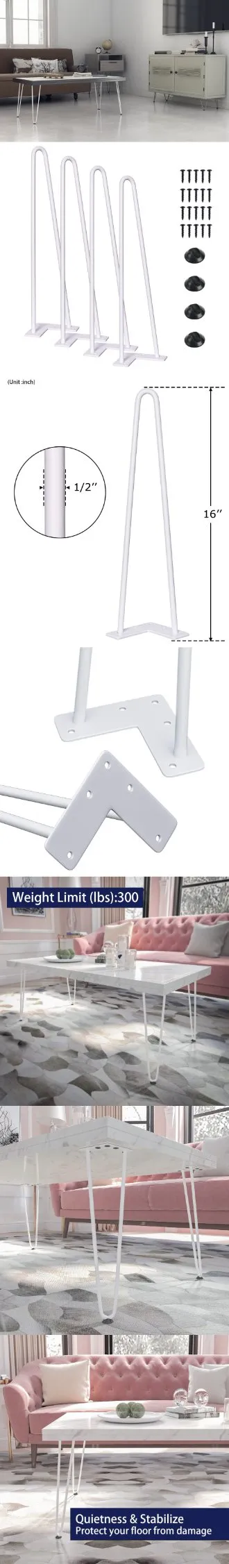 Soporte de hardware para muebles de alambre en forma de U Patas de mesa de metal Patas de escritorio Patas de horquilla