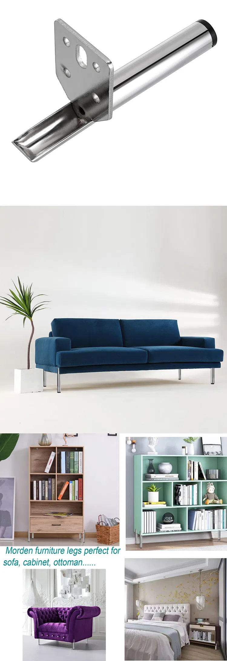 Furniture Hardware Chrome Chair Leg Cabinet Leg para muebles Pata de silla cromada Pata de gabinete