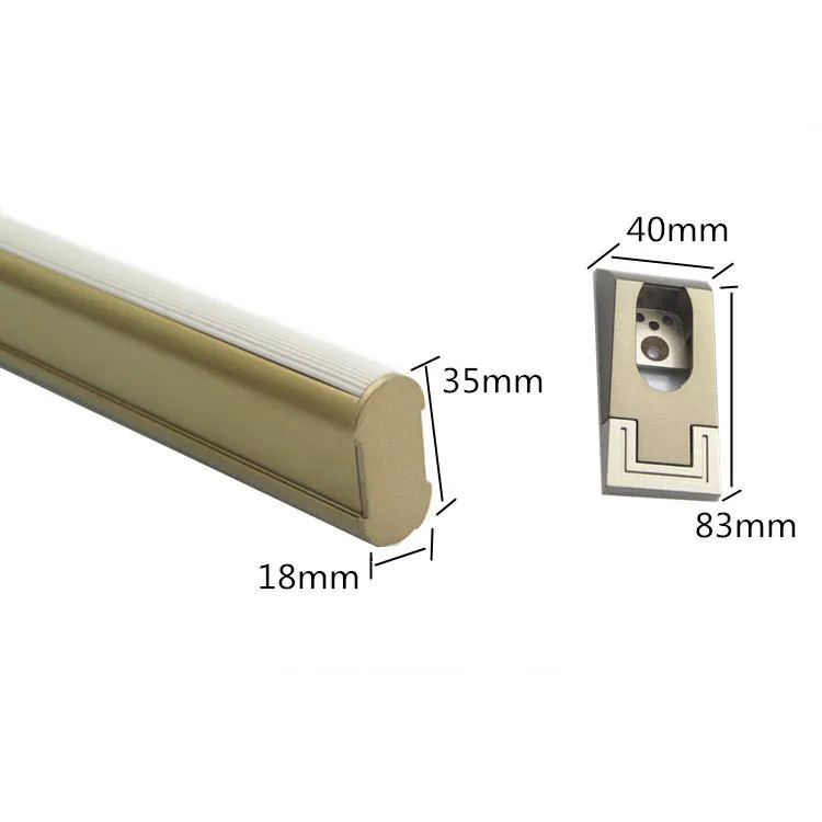 Accesorios para armario Barra para armario ovalada con luz, barra para armario de aluminio negro champ&aacute;n 