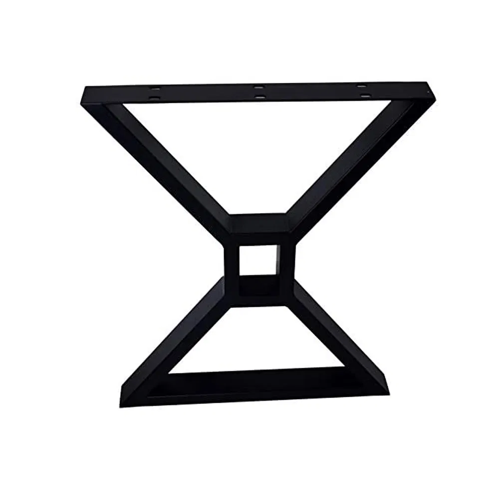 estilo industrial, muebles de metal negro en forma de X, patas de base de mesa de acero, 