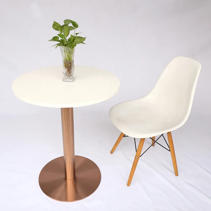 Venta al por mayor Base de mesa de comedor de acero inoxidable, m&aacute;rmol y lat&oacute;n con revestimiento de caf&eacute; cepillado 