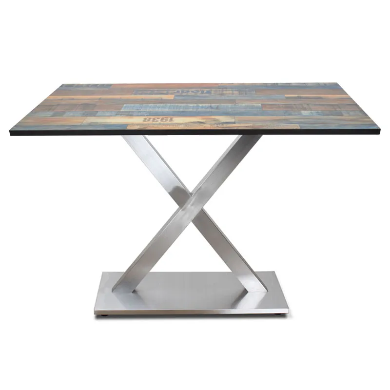 Personalizado con forma de alta calidad X base de mesa de acero moderna a la venta 